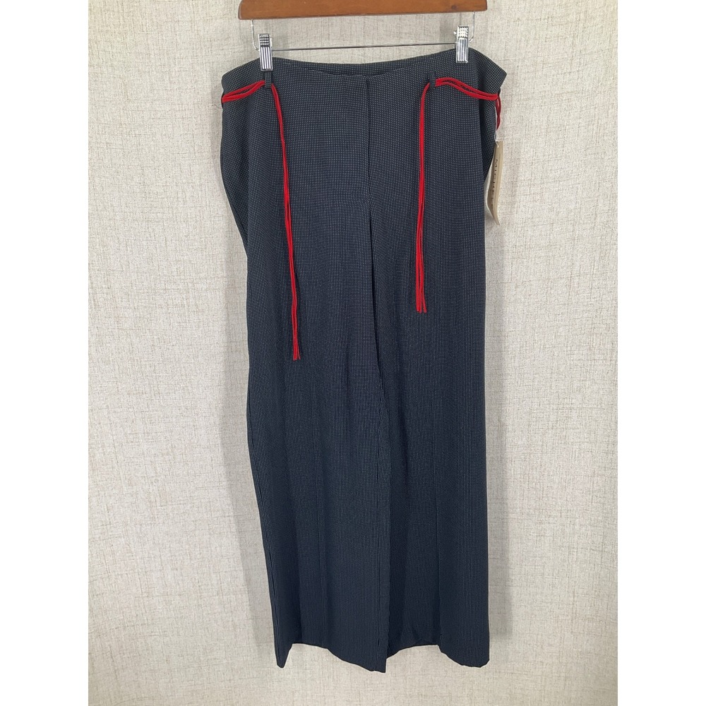 Michele Trousers Women Size 16 Navy Blue Polka Dot Wide Leg Vintage Y2K
